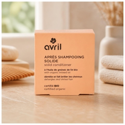 Avril Après-Shampoing Solide à l'Huile de Graines de Lin Bio 74 g