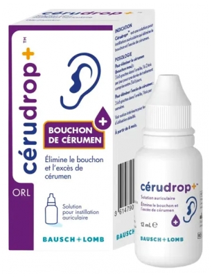 Bausch + Lomb Cérudrop Solution Auriculaire Bouchon de Cérumen 12 ml
