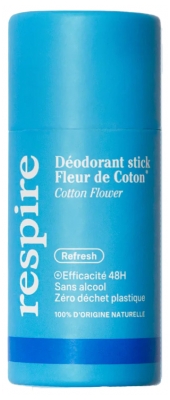 Respire Déodorant Fleur de Coton Stick Solide Efficacité 48H Carton Bio 50 g