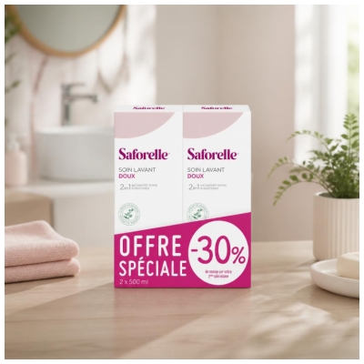 Saforelle Soin Lavant Doux 2 en 1 Lot de 2 X 500 ml