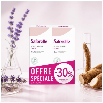 Saforelle Soin Lavant Doux 2 en 1 Lot de 2 X 500 ml