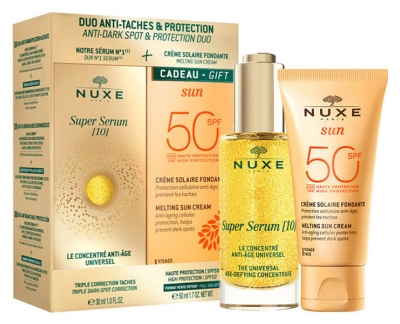 Nuxe Super Sérum [10] 30 ml + Nuxe Sun Crème Solaire Fondante SPF50 Visage 50 ml Offerte 