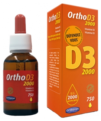 Orthonat D3 2000 UI Vitamine D3 Défenses Immunitaires 750 Gouttes