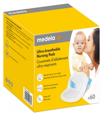 Medela 60 Coussinets d'Allaitement Ultra-Respirants Extra-Fins 