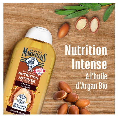 Le Petit Marseillais Shampoing Nutrition Intense à l'Huile d'Argan Bio Cheveux Très Secs 250 ml