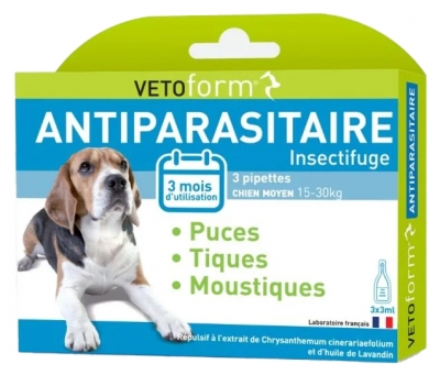 Vetoform Antiparasitaire Chien Moyen 15-30 Kg 3 Unités