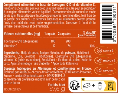 Nutri&Co Coenzyme Q10 Haute Absorption 120 Unités