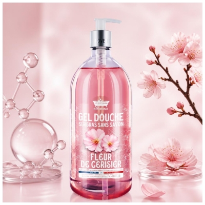 Les Petits Bains de Provence Gel Douche Surgras Fleur de Cerisier 1 L