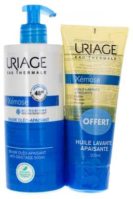 Uriage Xémose Baume Oléo-Apaisant 500 ml + Xémose Huile Lavante Peaux Très Sèches 200 ml Offerte