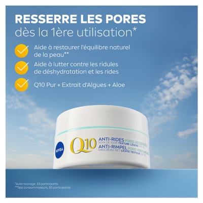 Nivea Q10 Anti-Rides Pores Resserrés Crème Visage Jour Peaux Mixtes à Grasses 50 ml
