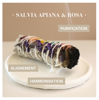 Natura Square 7 Chakras Sauge Blanche Apiana & Pétales de Roses de Californie Fagot