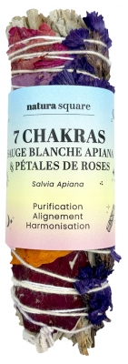 Natura Square 7 Chakras Sauge Blanche Apiana & Pétales de Roses de Californie Fagot