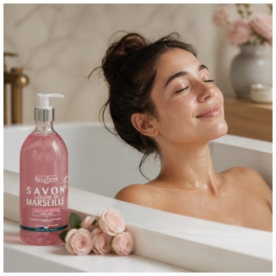 BeauTerra Savon Liquide Marseille Rose Ancienne 1 Litre