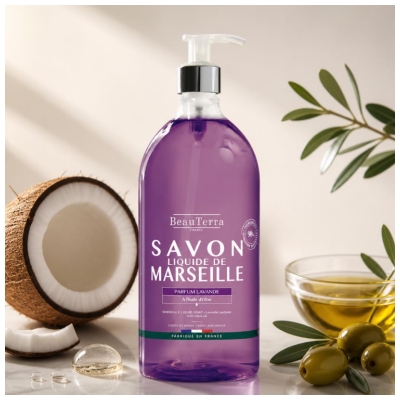 BeauTerra Savon Liquide Marseille Lavande 1 Litre