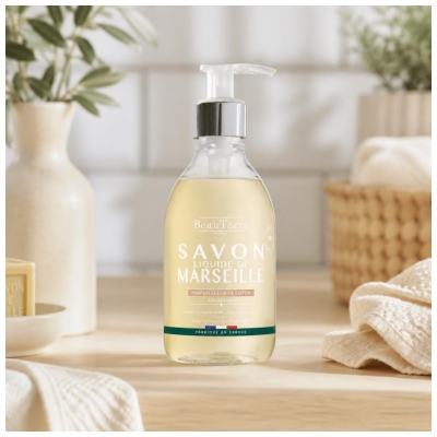BeauTerra Savon Liquide de Marseille Fleur Coton 300 ML