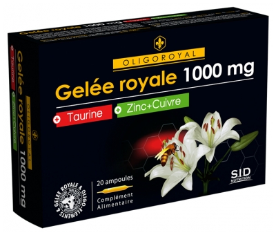 S.I.D Nutrition Oligoroyal Gelée Royale 1000 mg Taurine + Zinc + Cuivre 20 Unités