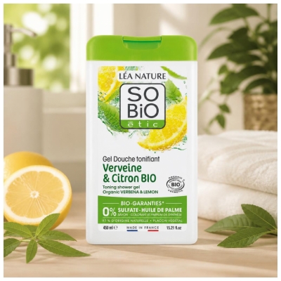 Léa Nature SO BIO étic Gel Douche Tonifiant Verveine & Citron Biologique 450 ML