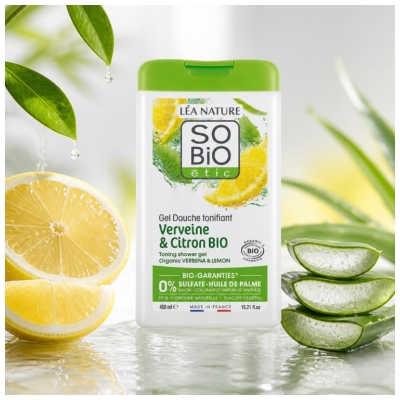 Léa Nature SO BIO étic Gel Douche Tonifiant Verveine & Citron Biologique 450 ML
