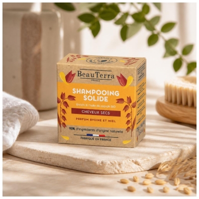 BeauTerra Shampoing Solide Cheveux Secs 75 Grammes