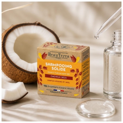 BeauTerra Shampoing Solide Cheveux Secs 75 Grammes