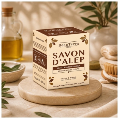 BeauTerra Savon Solide d'Alep 190 Grammes