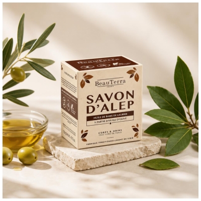 BeauTerra Savon Solide d'Alep 190 Grammes