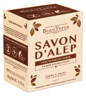 BeauTerra Savon Solide d'Alep 190 Grammes