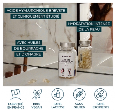 Nutri&Co l'Acide Hyaluronique Onagre & Bourrache Peau et Anti-Âge 60 Gélules