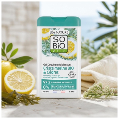 Léa Nature SO BIO étic Gel Douche Rafraîchissant Criste Marine & Cédrat Biologique 450 ML