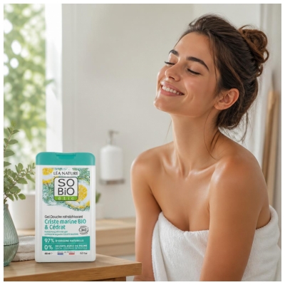 Léa Nature SO BIO étic Gel Douche Rafraîchissant Criste Marine & Cédrat Biologique 450 ML