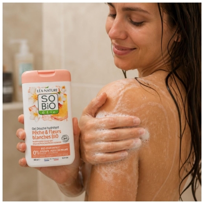 Léa Nature SO BIO étic Gel Douche Hydratant Pêche & Fleurs Blanches Biologique 450 ML