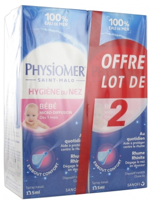 Physiomer Bébé Hygiène du Nez Spray Nasal Lot 2 x 115 ml