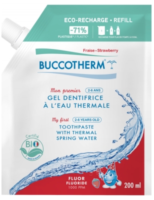 Buccotherm Mon Premier Gel Dentifrice à l'Eau Thermale Fraise 2 - 6 ans Bio Éco-Recharge 200 ml