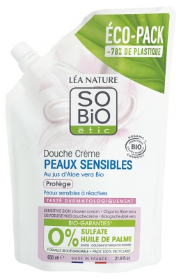 Léa Nature SO BIO étic Douche Crème Peaux Sensibles Éco-Recharge Biologique 650 ML