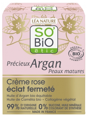 Léa Nature SO BIO étic Précieux Argan Crème Rose Éclat Fermeté Biologique 50 ML