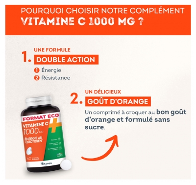 Vitavea Vitamine C 1000 mg - Énergie au Quotidien - Format Éco - 60 Comprimés