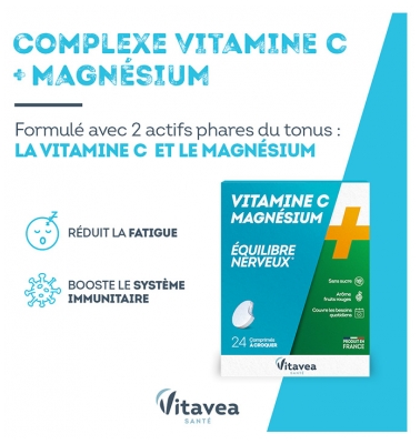 Vitavea Vitamine C + Magnesium 24 comprimés à croquer
