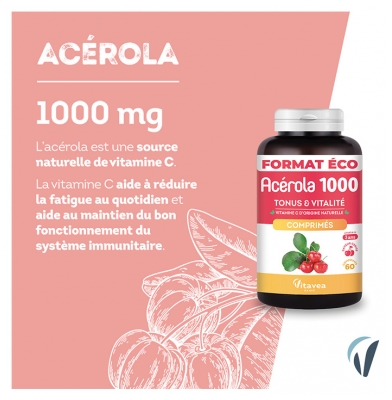 Vitavea Acerola 1000 - Tonus & Vitalité - 60 Comprimés