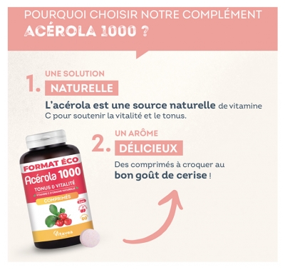 Vitavea Acerola 1000 - Tonus & Vitalité - 60 Comprimés