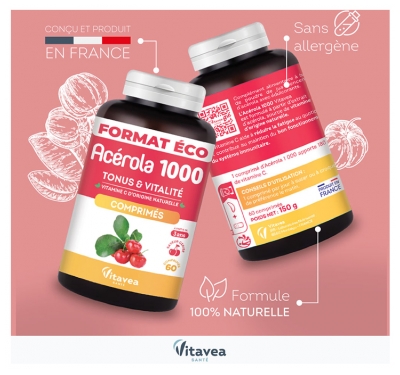 Vitavea Acerola 1000 - Tonus & Vitalité - 60 Comprimés