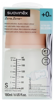 Suavinex Biberon Anti-Colique Zerø.zerø 180 ml - Débit Lent / S