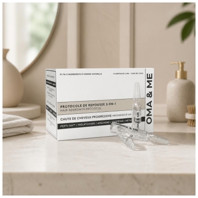 OMA & ME Protocole de Repousse 3-en-1 Chute de Cheveux Progressive 12 Ampoules