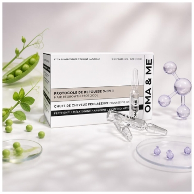 OMA & ME Protocole de Repousse 3-en-1 Chute de Cheveux Progressive 12 Ampoules