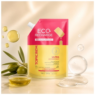 Topicrem Ultra-Hydratant Huile de Douche Peaux Sensibles et Sèches Éco-Recharge 1 Litre