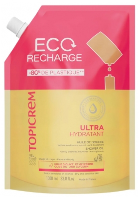 Topicrem Ultra-Hydratant Huile de Douche Peaux Sensibles et Sèches Éco-Recharge 1 Litre