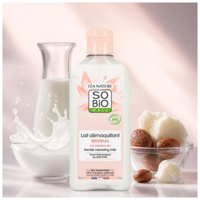 Léa Nature SO BIO étic Lait Démaquillant Soyeux Lait d'Ânesse Biologique 200 ML 