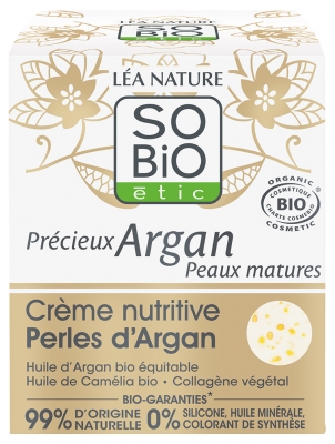 Léa Nature SO BIO étic Précieux Argan Crème Nutritive Perles d'Argan Peaux Matures Biologique 50 ML