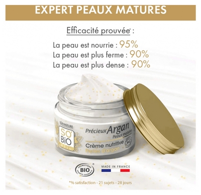 Léa Nature SO BIO étic Précieux Argan Crème Nutritive Perles d'Argan Peaux Matures Biologique 50 ML