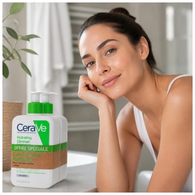 CeraVe Crème Lavante Hydratante Peaux Sèches à Très Sèches Lot de 2 x 473 ml 