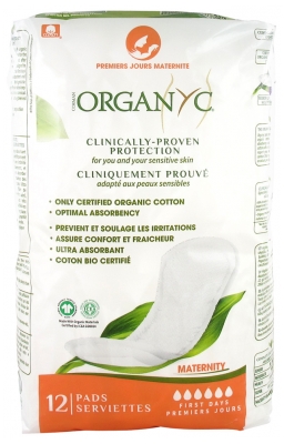 Organyc Serviette Premiers Jours Maternité Coton Bio Gots Sachet 12